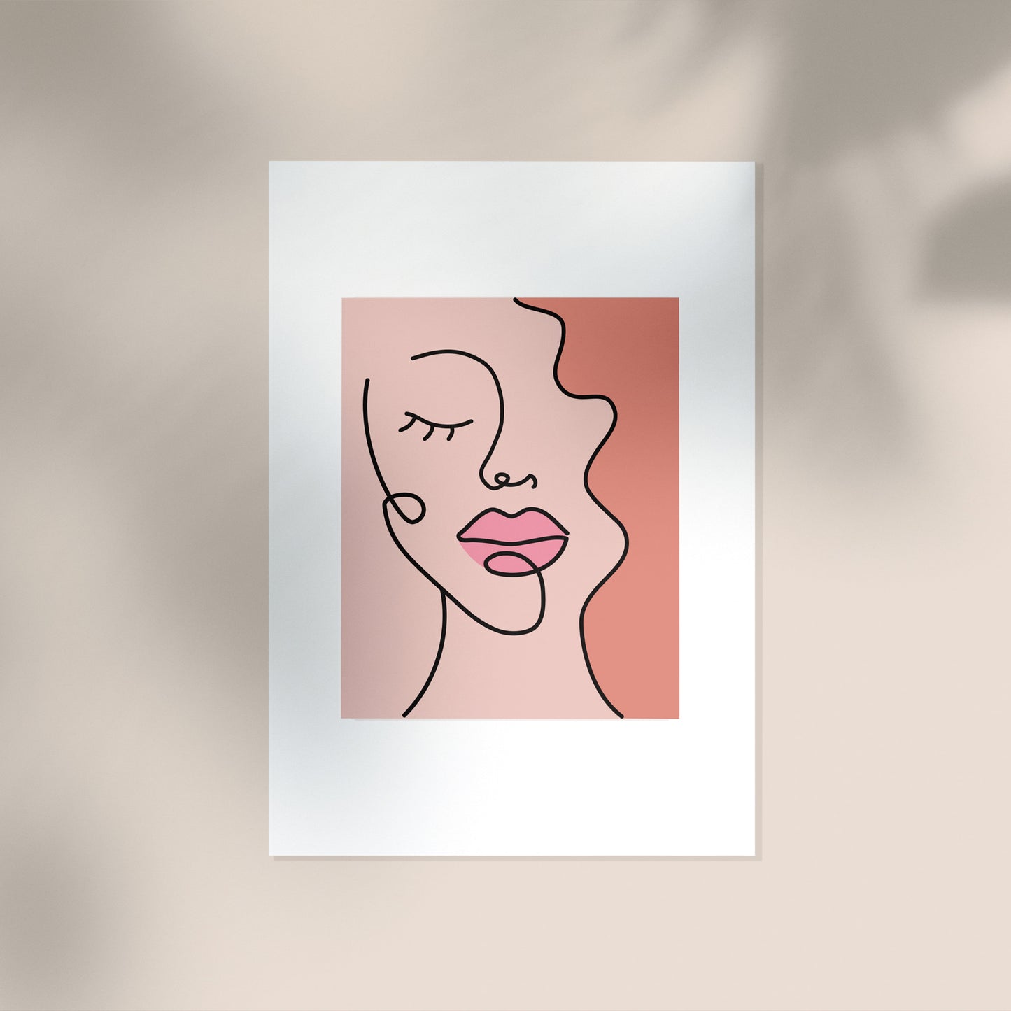 Modern line art print with a pop of color