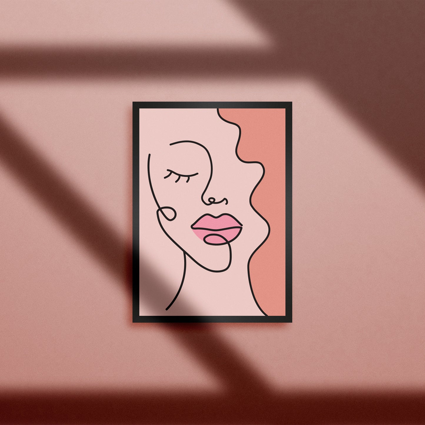 Modern line art print with a pop of color
