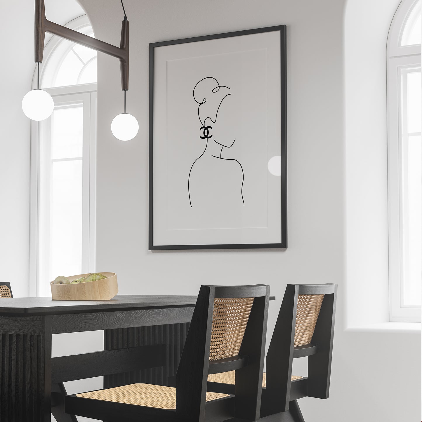 designer line art in black frame