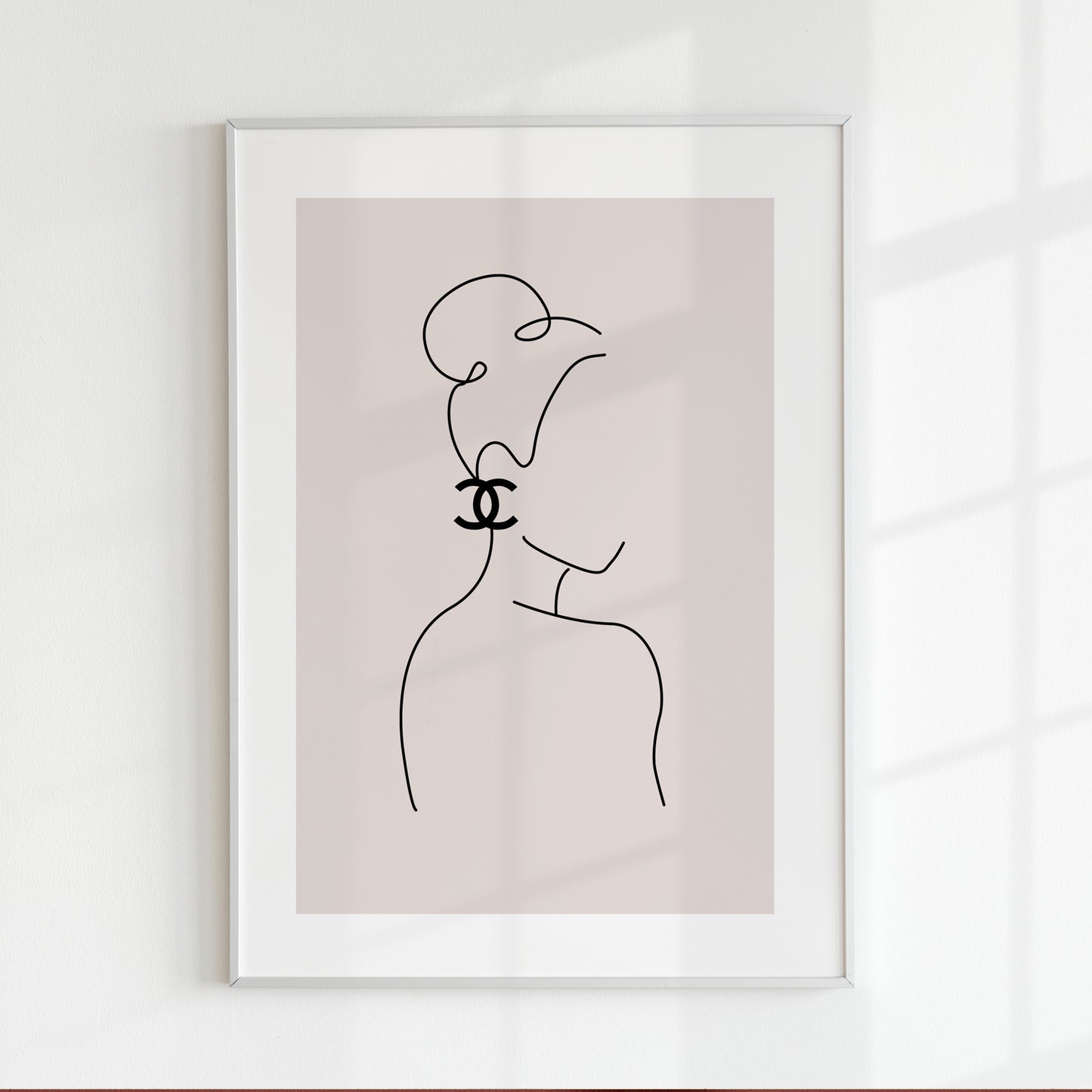 beige print line art