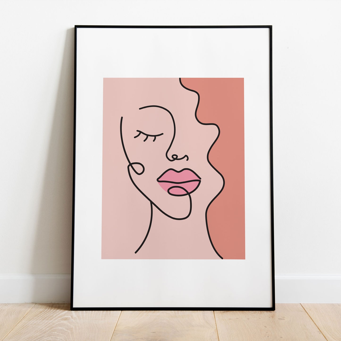 Modern line art print with a pop of color