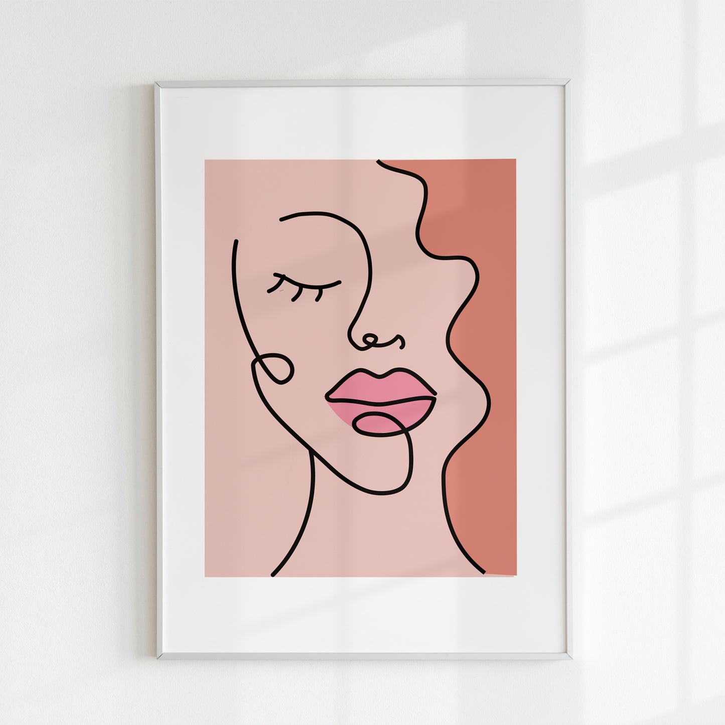 Modern line art print with a pop of color