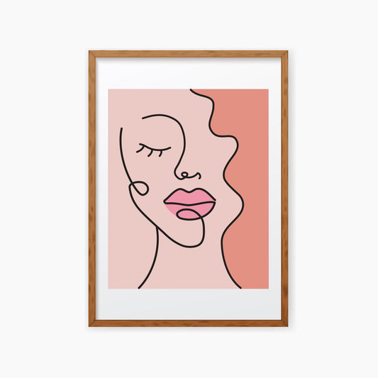 Modern line art print with a pop of color 