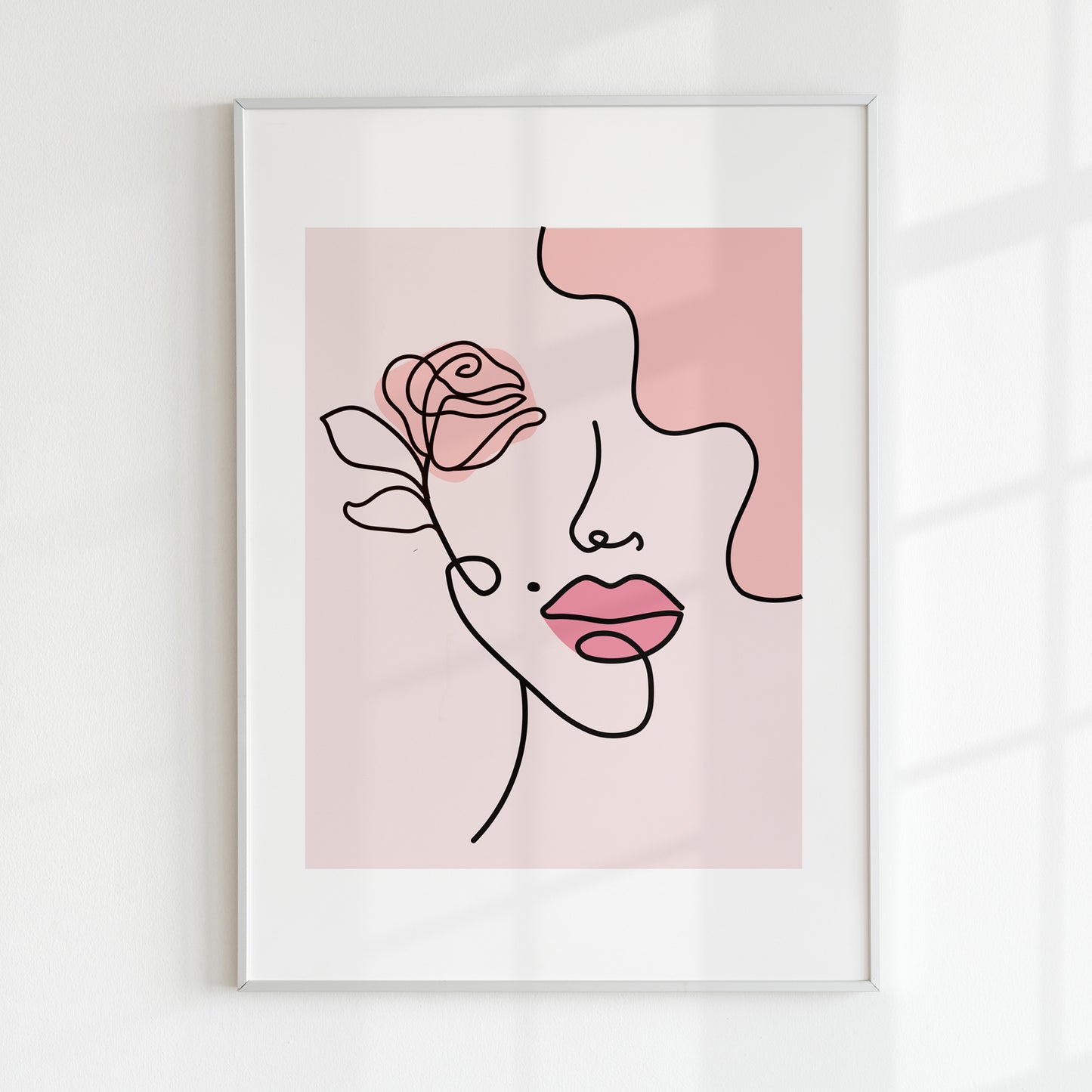 Wavy hair line art in white frame