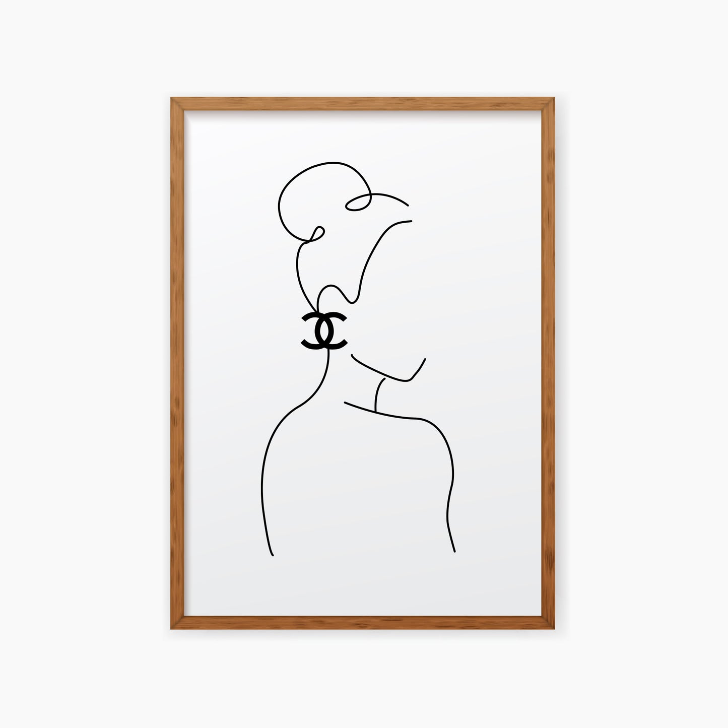 Line art in wooden frame