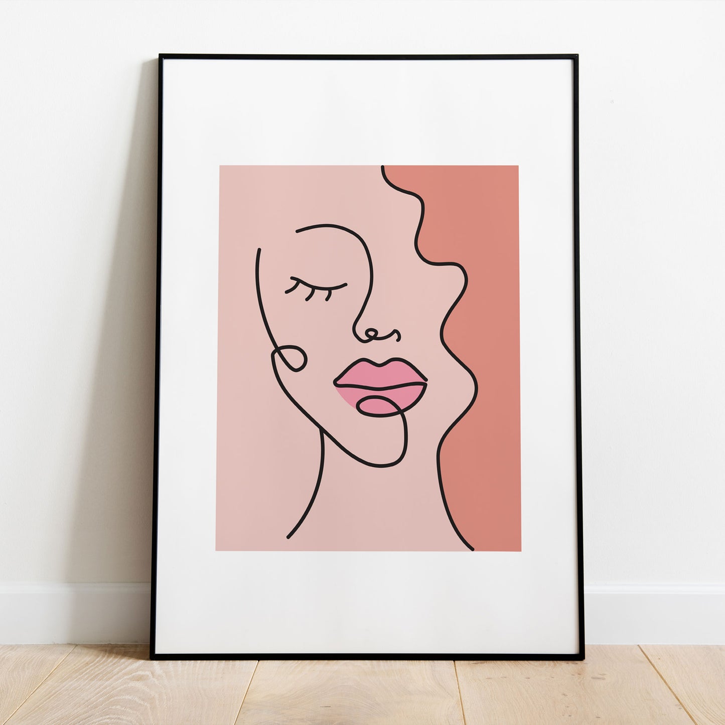 Modern line art print with a pop of color 