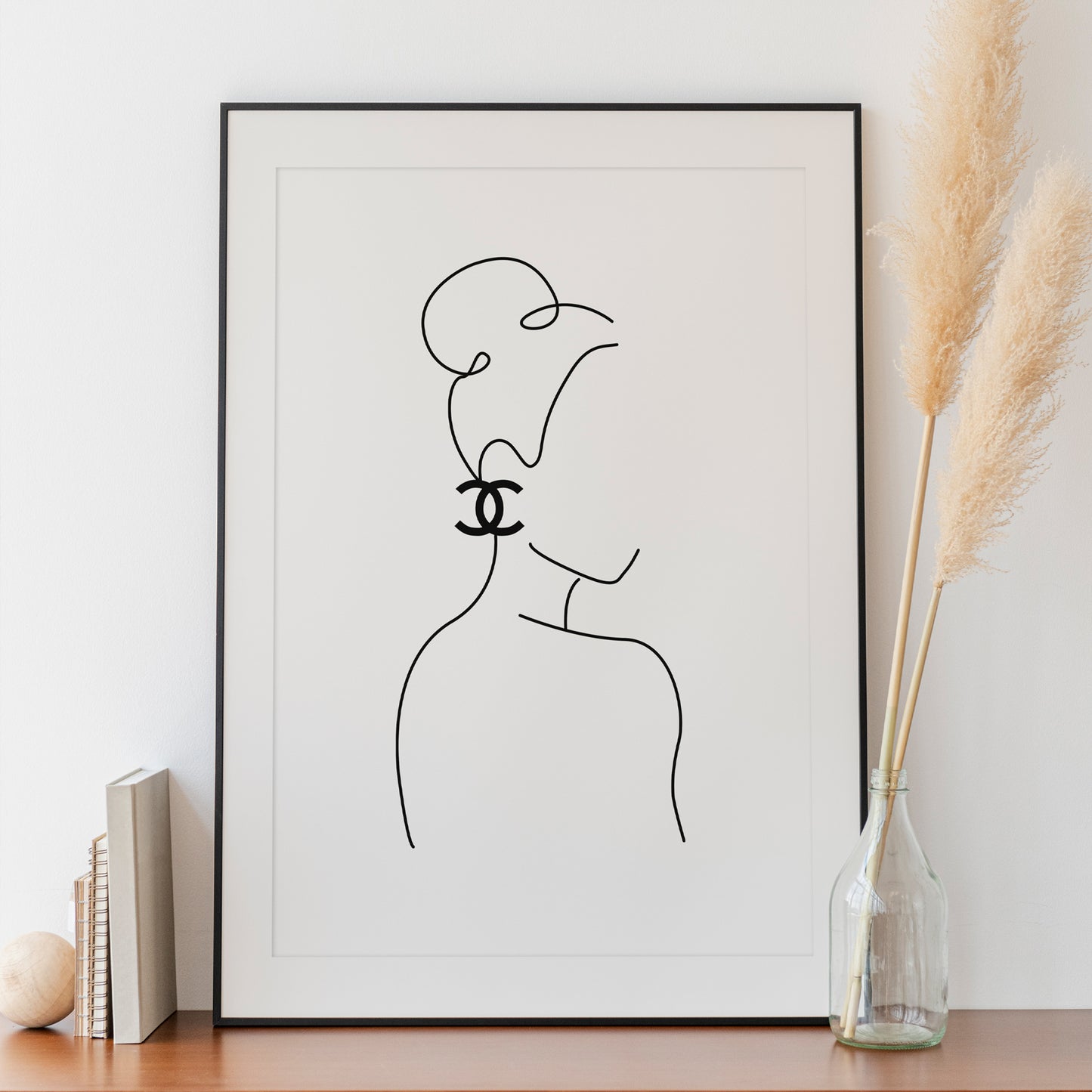 line art in black frame